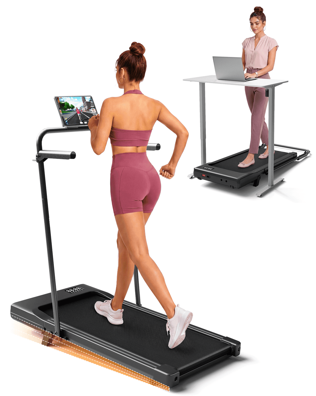 MJWW Treadmill Walking Pad with Handrail, Phone Holder and 6% Incline