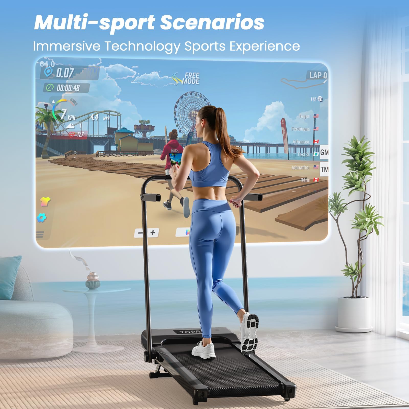 MJWW CT06 Foldable 3 in 1 Treadmill with Incline and Handle Bar-US
