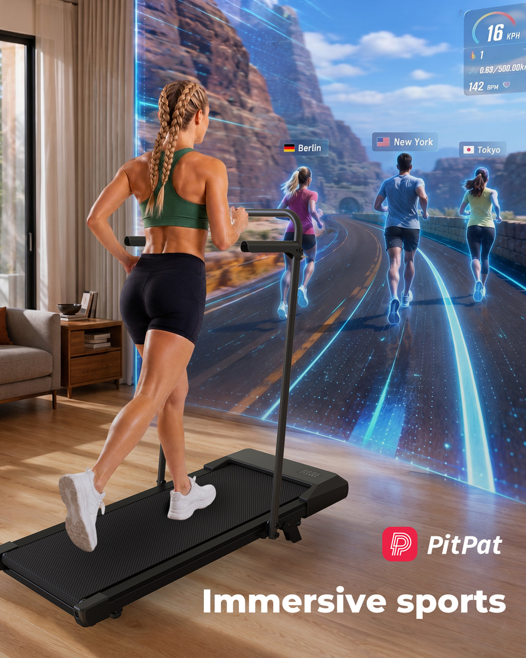 MJWW Compact Walking Pad Treadmill with Handrail and 6% Incline, Portable Under Desk Treadmill for Apartment and Home Office