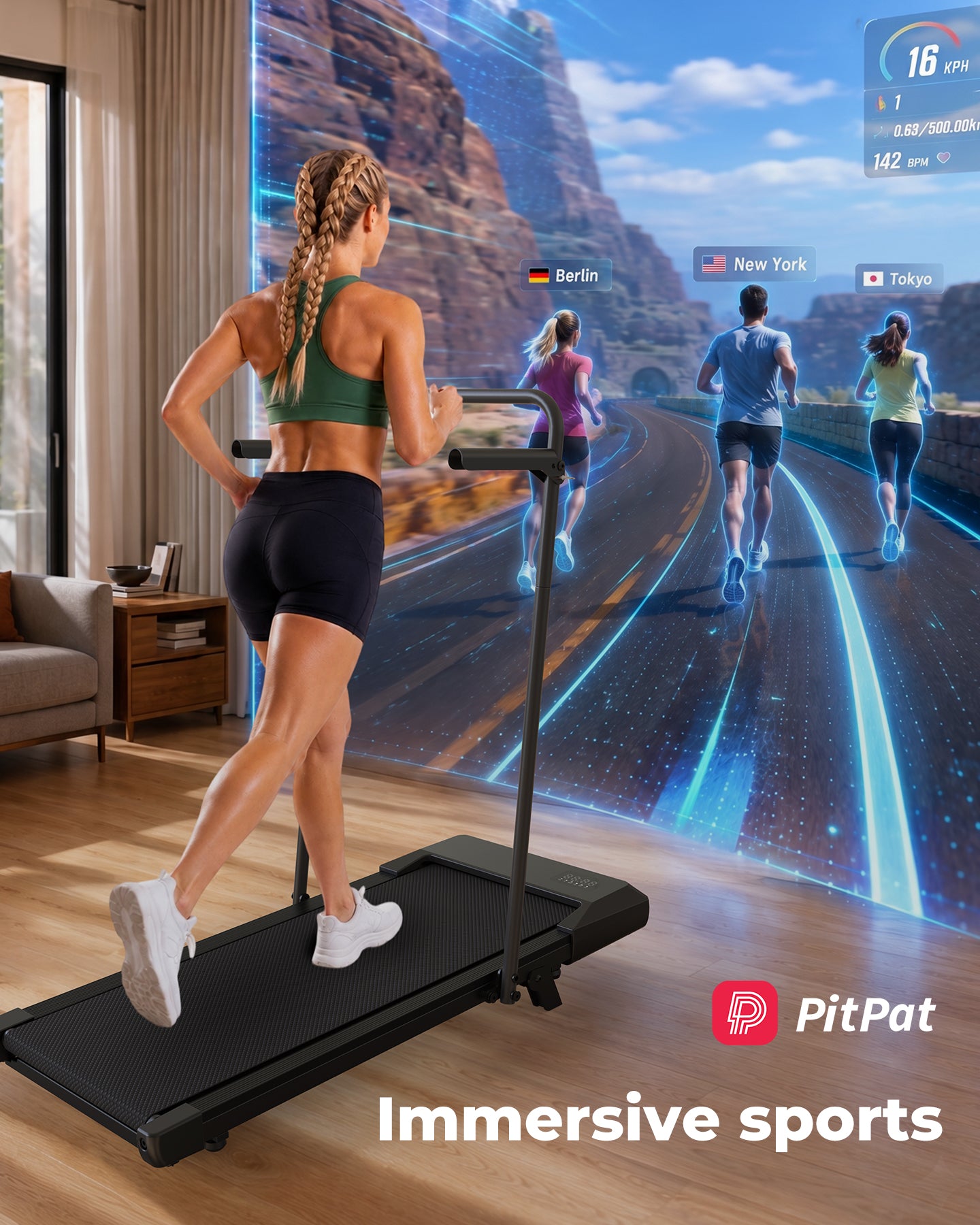 MJWW Compact Walking Pad Treadmill with Handrail and 6% Incline, Portable Under Desk Treadmill for Apartment and Home Office