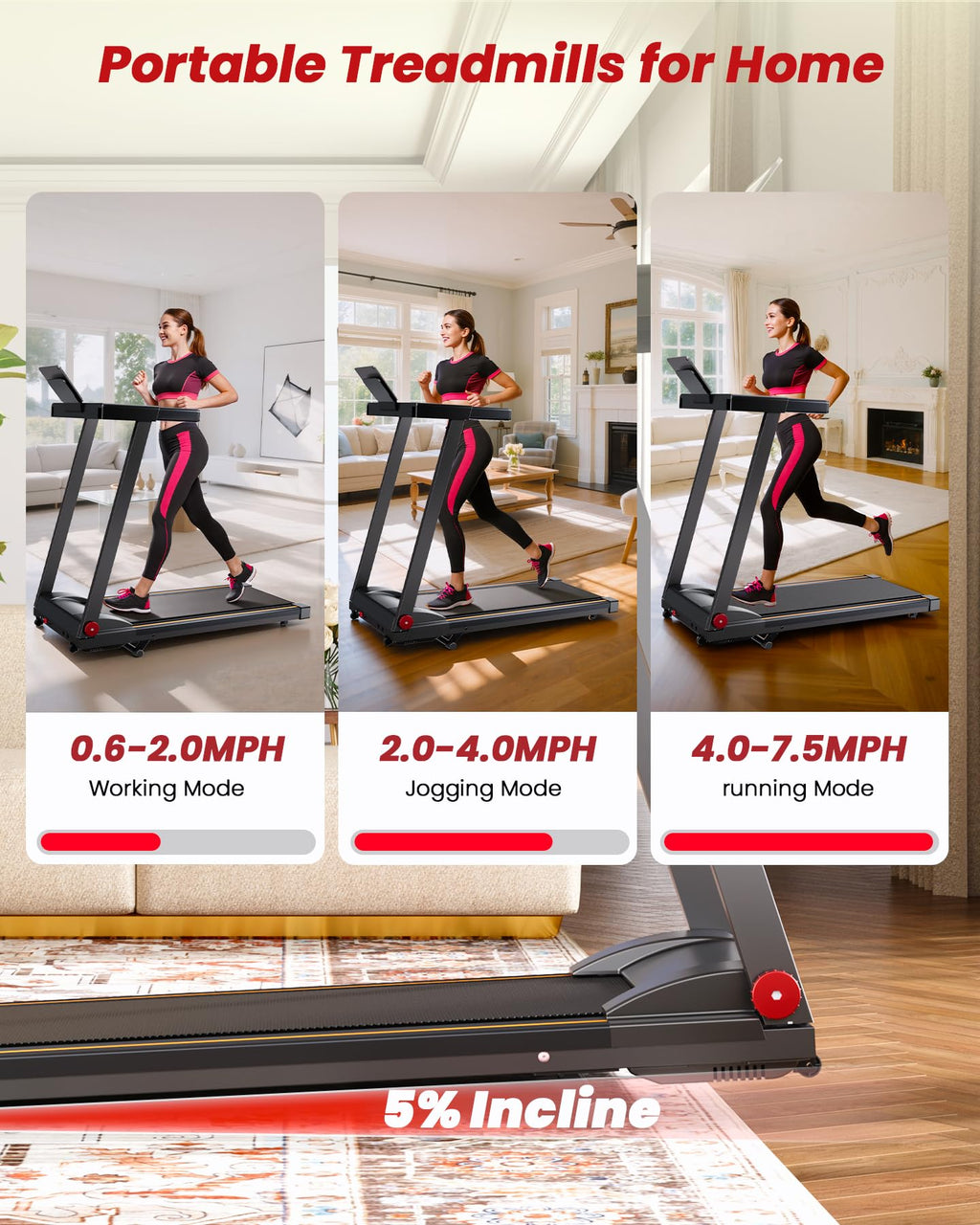 MJWW AS03 Treadmills with Incline-US