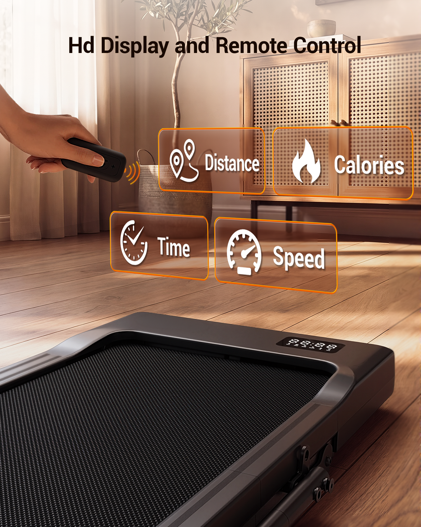 MJWW Treadmill Walking Pad with Handrail, Phone Holder and 6% Incline