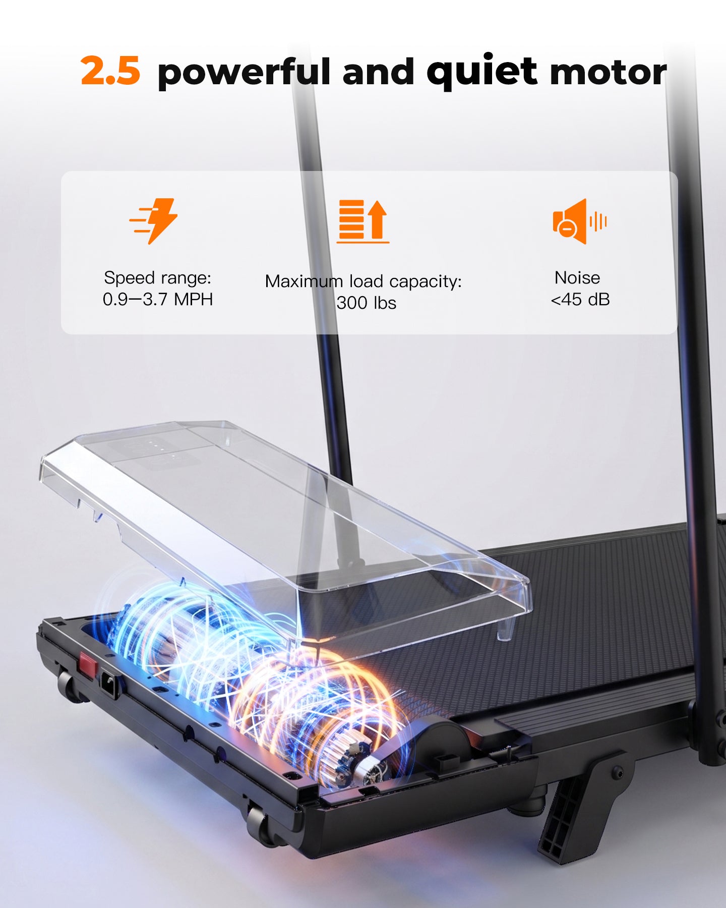 MJWW Compact Walking Pad Treadmill with Handrail and 6% Incline, Portable Under Desk Treadmill for Apartment and Home Office